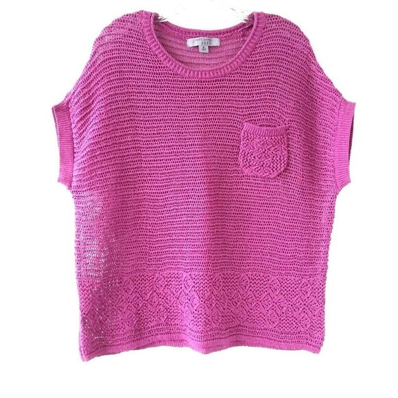 Ruff Hewn Grey Open Knit Purple Sweater - Picture 1 of 6